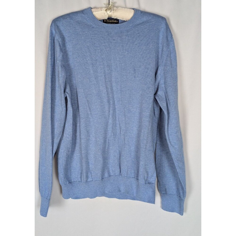 Brooks Brothers Sweater L Men's Blue Supima Cotton Long Sleeve Crewneck
